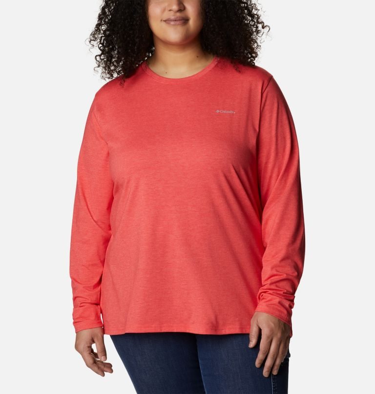 Women\'s Columbia Sun Trek Long Sleeve T Shirts Red | Plus Size CA-U5LA4